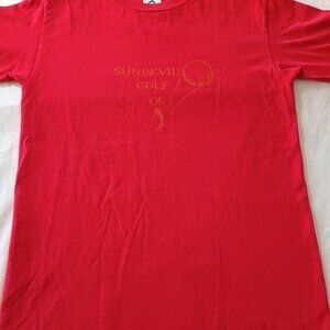 Women's Y2K Athletic Wear Short Sleeve Red Graphic Sport T-Shirt Sz Small CTN